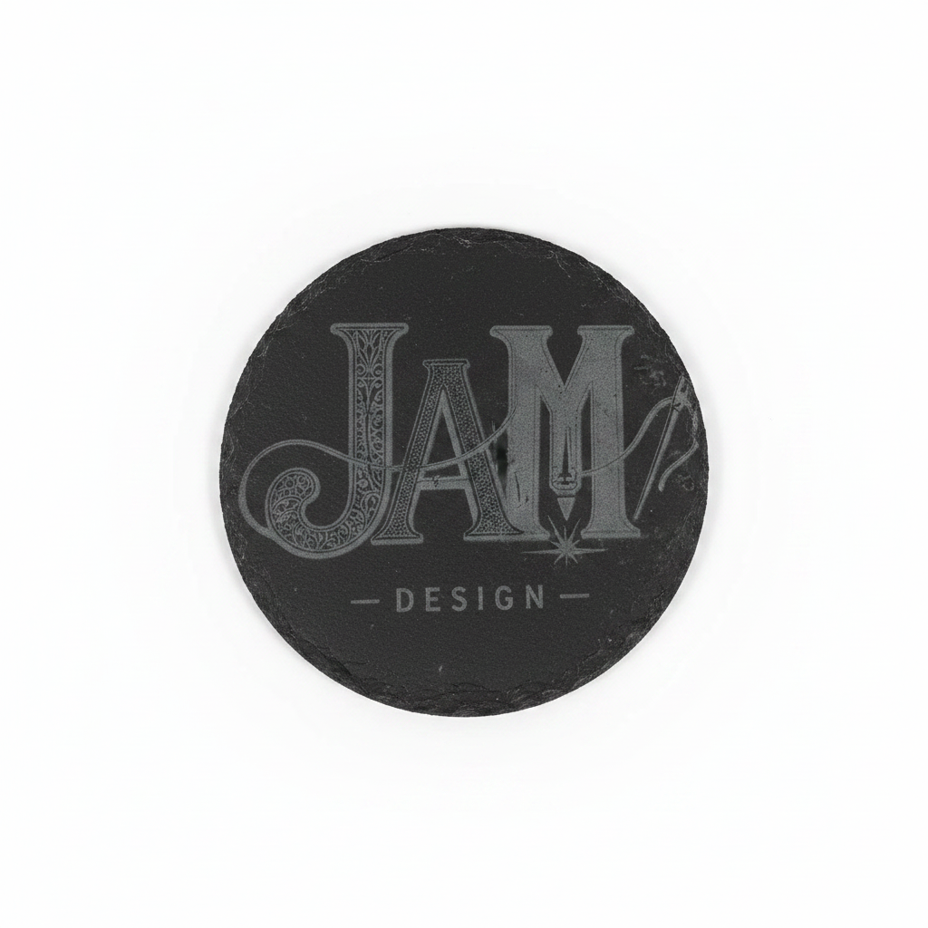 JAM Design laser engraved black slate coaster