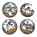 Four Halloween ghost laser cut signs set